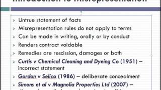 Misrepresentation Lecture 1 of 4 [upl. by Charmine]